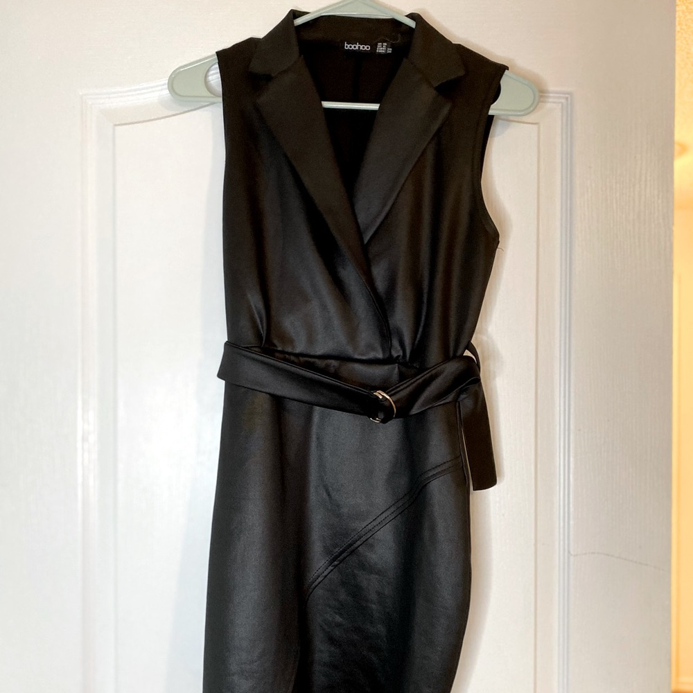 Black Faux Leather Dress